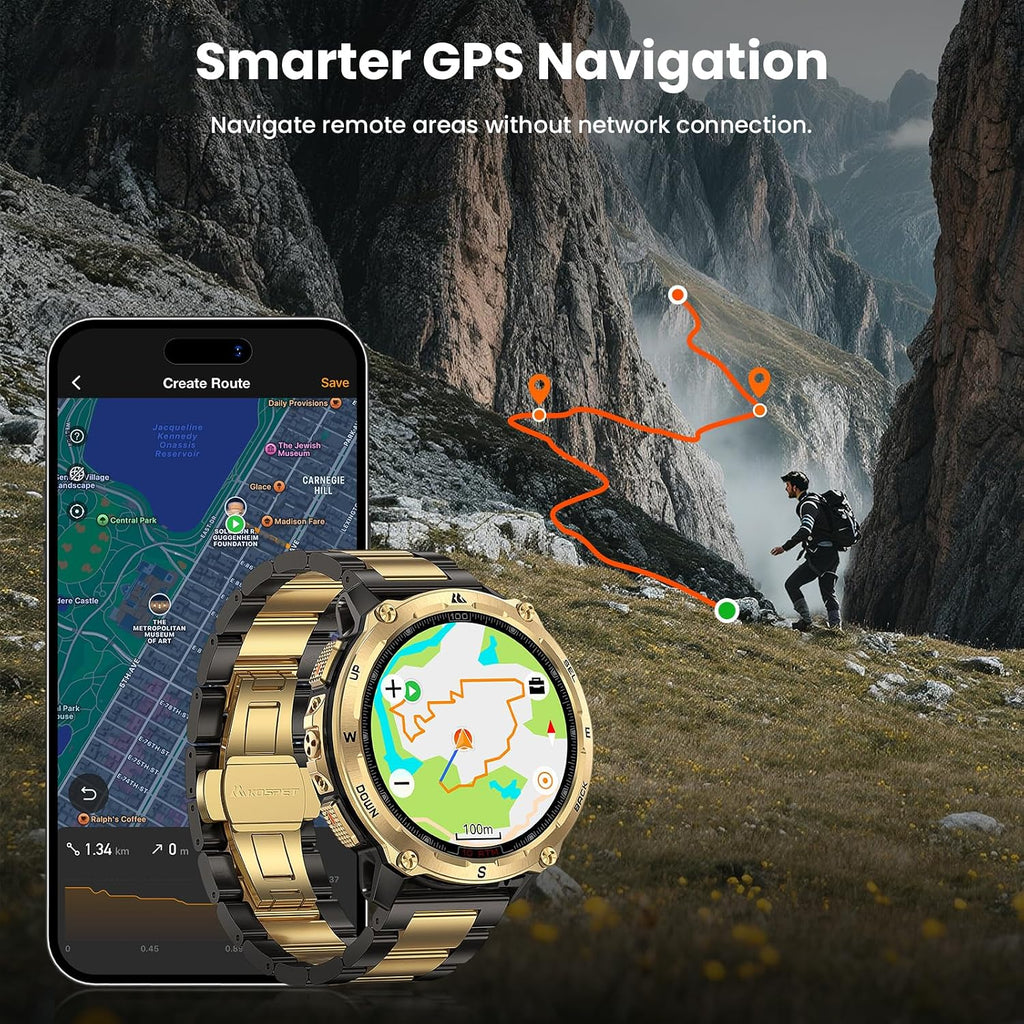 KOSPET Reloj inteligente Tank T4 Special Edition, GPS de doble banda, mapas