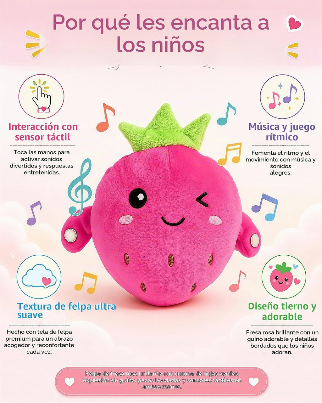 Juguete sensorial musical para niños,Juguete de peluche interactivo con