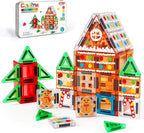 Juego de 40 mini azulejos magnéticos de Navidad, casa de jengibre para