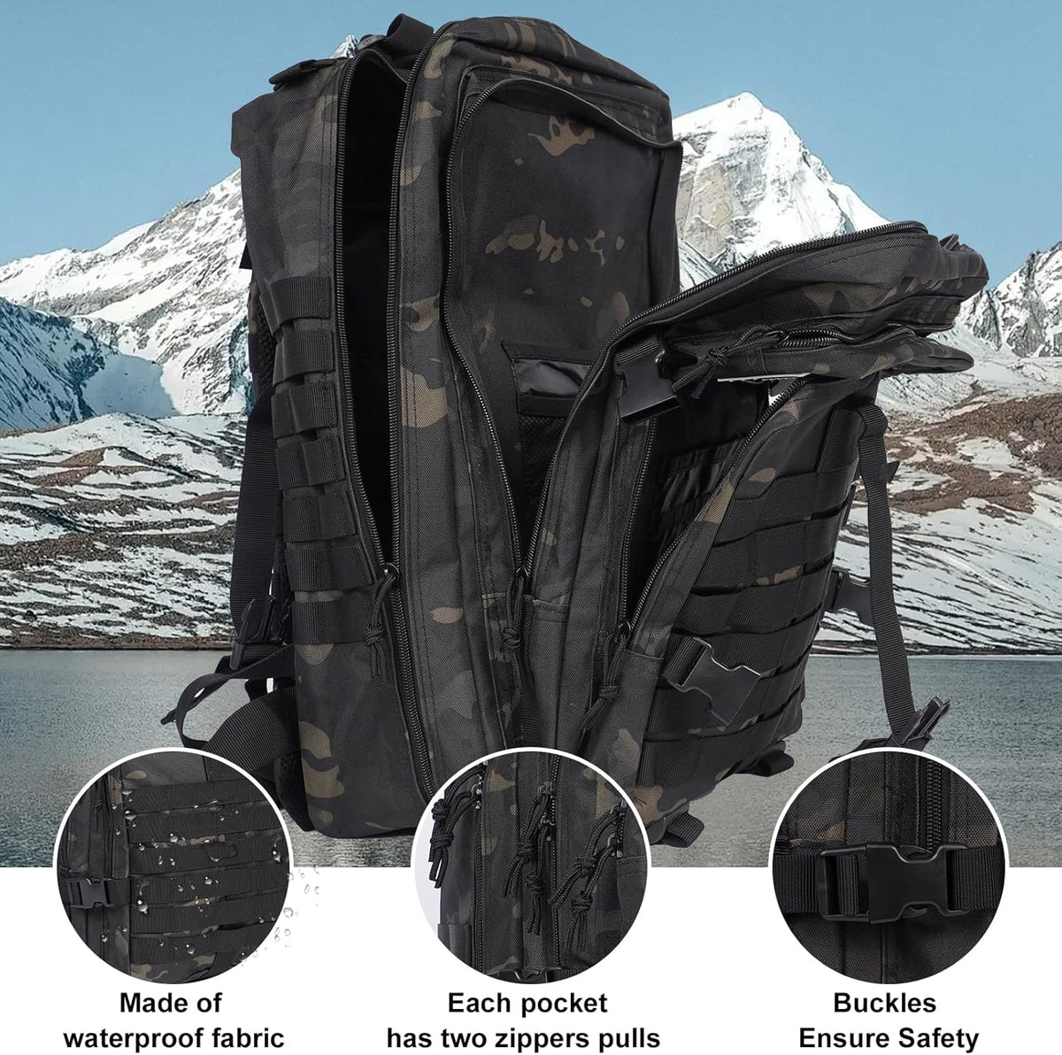 Oraynn Mochila táctica militar grande de 50 litros Molle Army Assau...