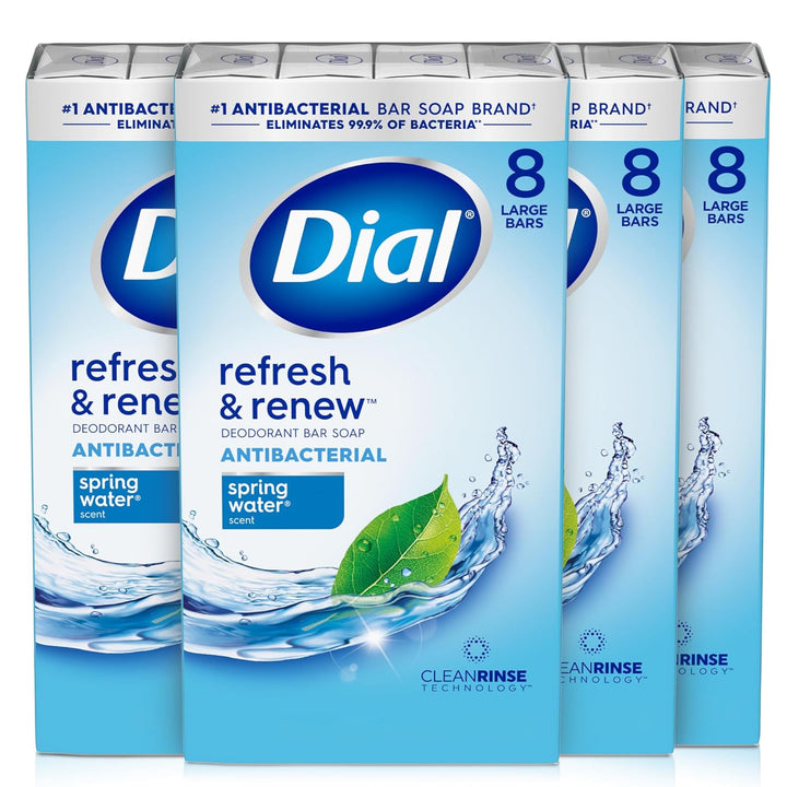 Dial Jabón de barra antibacteriana, agua de resorte, 32 bares.