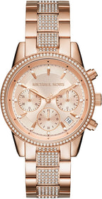 Michael Kors Bryant - Reloj cronógrafo para mujer de acero inoxidable y cristal pavé