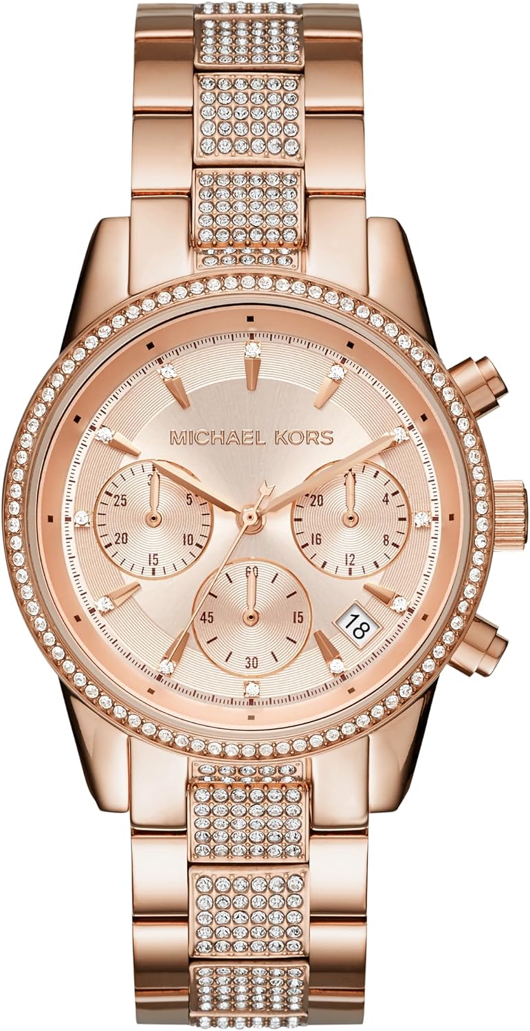Michael Kors Bryant - Reloj cronógrafo para mujer de acero inoxidable y cristal pavé