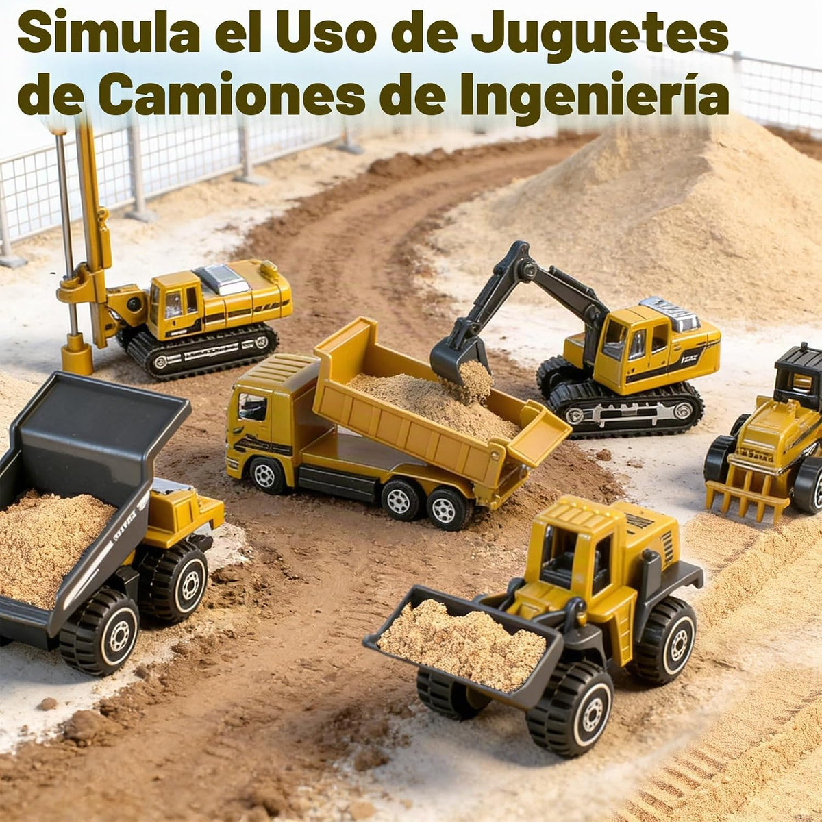 Paquete de 12 juguetes de construcción fundidos a presión, mini autos de