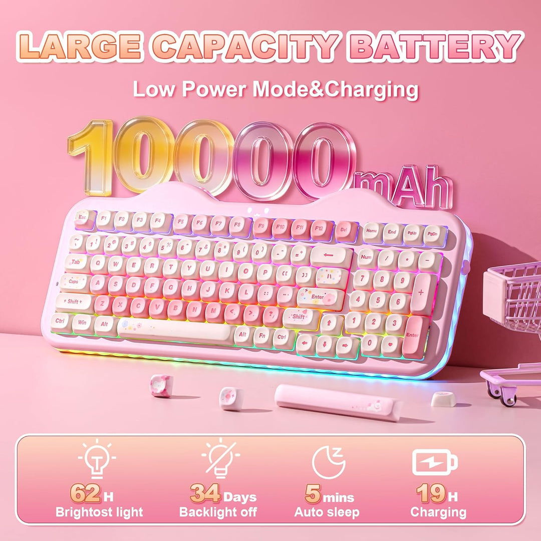 YUNZII C98 Wireless Mechanical Keyboard with Number Pad,99 Key BT5....