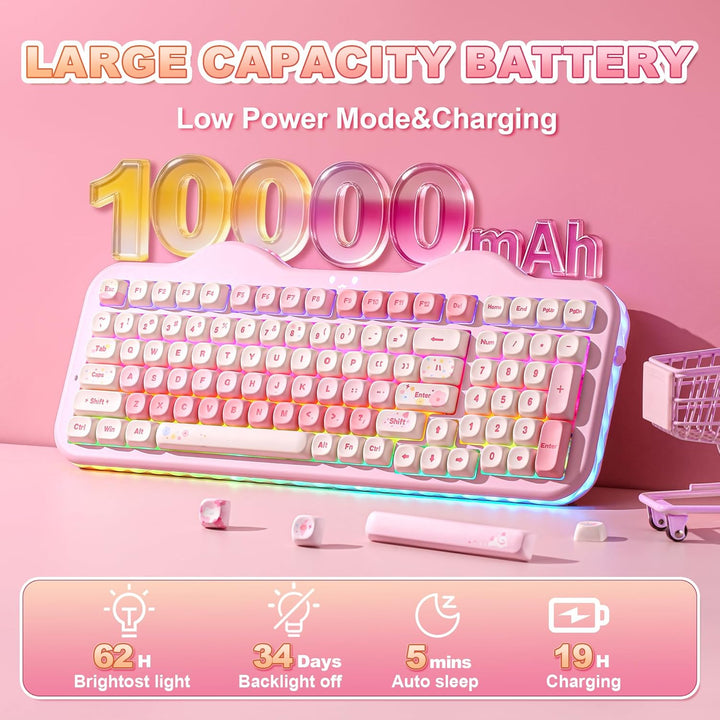 YUNZII C98 Wireless Mechanical Keyboard with Number Pad,99 Key BT5....