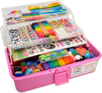 Olly Kids Suministros de Arte y Manualidades para Niñas de 4 5 6 7 8 9 10 11 y 12 - Caja de Arte Portátil de 3 Capas con el Mejor Juego de Suministros de Manualidades