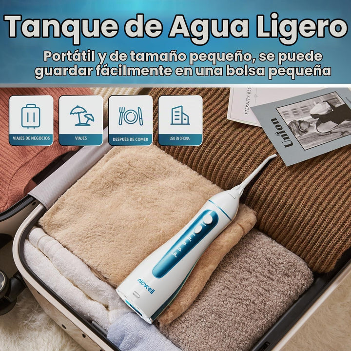 Nicwell - Irrigador dental inalámbrico para hilo dental: 4 modos, p...
