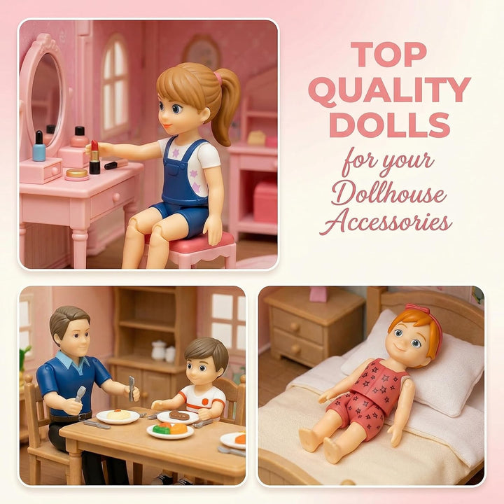 TOMLEON Familia de Muñecos para Casa de Muñecas - Figuras de Person...