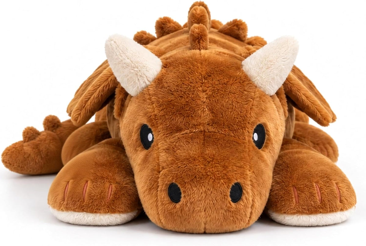 Brease Animal de peluche de dragón naranja con peso de 5 libras sin perfume, grande, lindo dragón de peluche para abrazo suave y momentos tranquilos, compañero suave para niños y adultos, peluche
