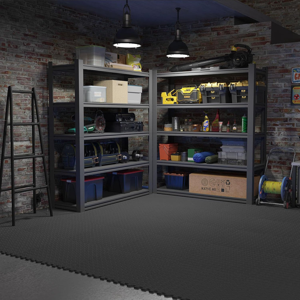Paquete de 36 tapetes de gimnasio en casa de 144 pies cuadrados, tapetes de ejercicio de rompecabezas, azulejos de espuma EVA entrelazados para equipos de entrenamiento en casa y áreas de juego para niños, azul, 24 x 24 pulgadas x ½ pulgadas (negro, paque