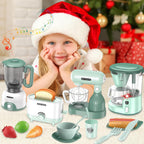 Accesorios para Cocina de Jugar para Niños, Juego de Electrodomésticos de Cocina de Fantasía con Cafetera, Tostadora, Licuadora, Batidora, Juguetes de Cocina con Luz y Sonido, Sets de Cocina para Niños de 3 4 5 6 años