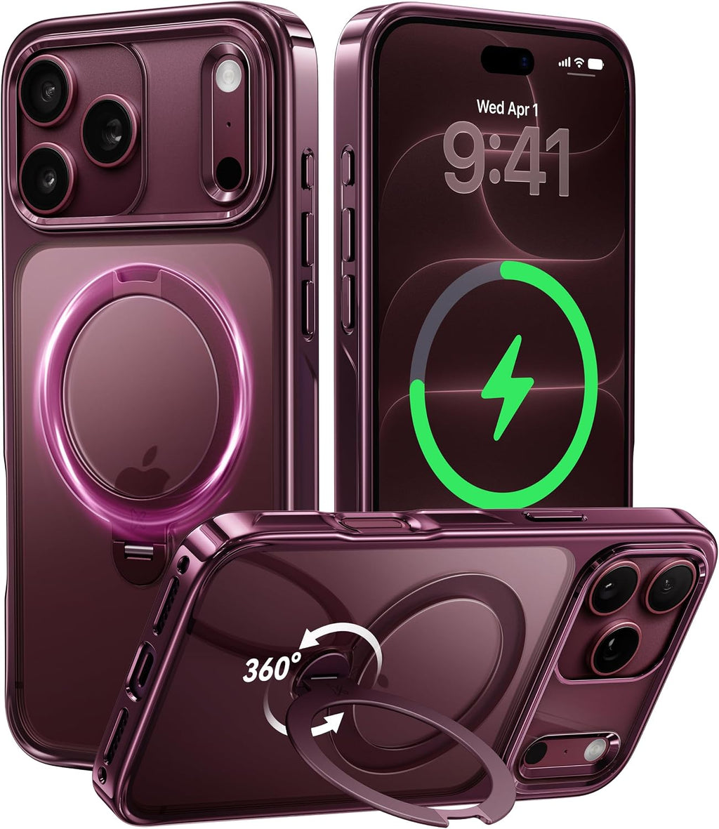 CASEKOO Funda para iPhone 18 Pro, 360 Spin Magnetic Stand