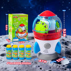 Máquina de burbujas en forma de cohete para niños y bebés con luces y música