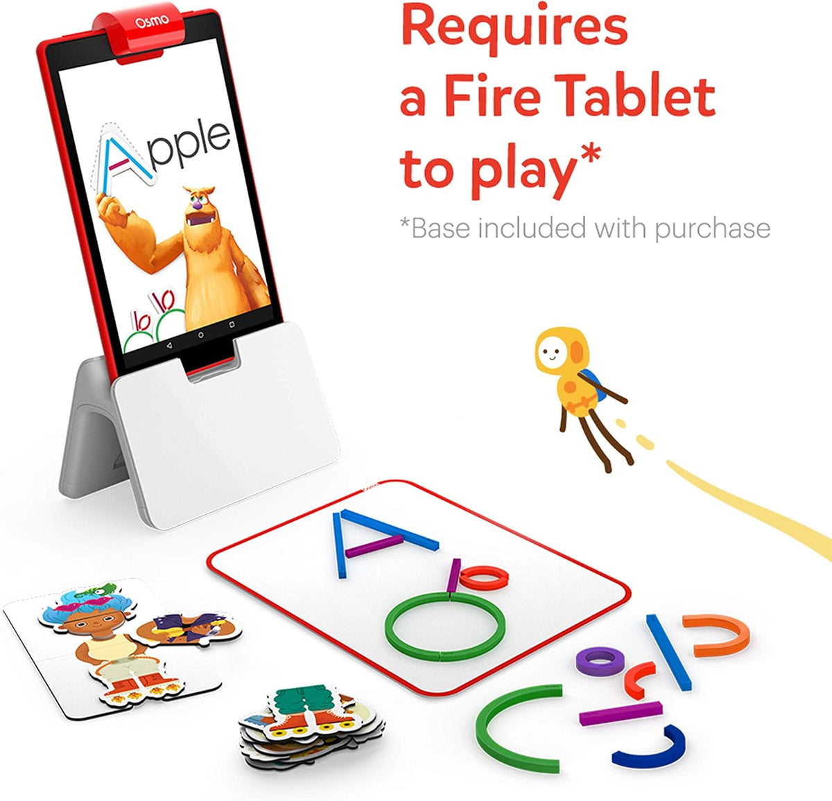 Osmo - Kit de iniciación de Little Genius para tableta Fire - 4 juegos educativos de aprendizaje - Edad preescolar 3-5 años - Fonética, resolución de problemas y creatividad - Juguetes STEM para niños