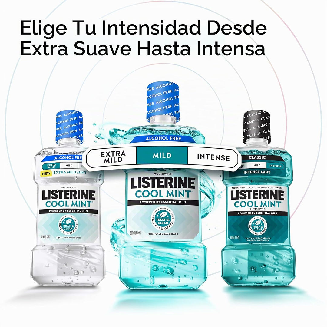 Listerine Enjuague bucal sin alcohol de menta fresca, eliminación d...