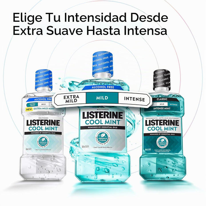 Listerine Enjuague bucal sin alcohol de menta fresca, eliminación d...