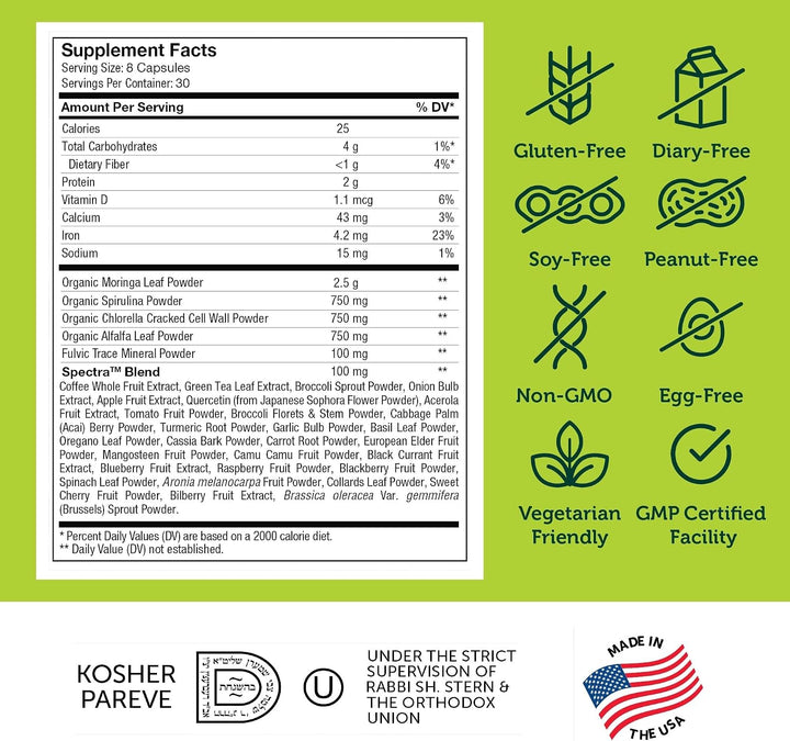 Zahler Core Greens, Cápsulas Superfood Greens, Super Greens con esp...