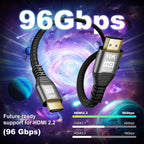 Cable HDMI 2.2 de 16K 10K 8K 96 Gbps 5 pies, cable HDMI® de ultra alta velocidad 16K 30Hz 8K/120Hz 4K 240HZ eARC HDCP 2.2 y 2.3 HDR10+ Dolby compatible con PS5 PlayStatio5 TV PC Monitor Xbox Series