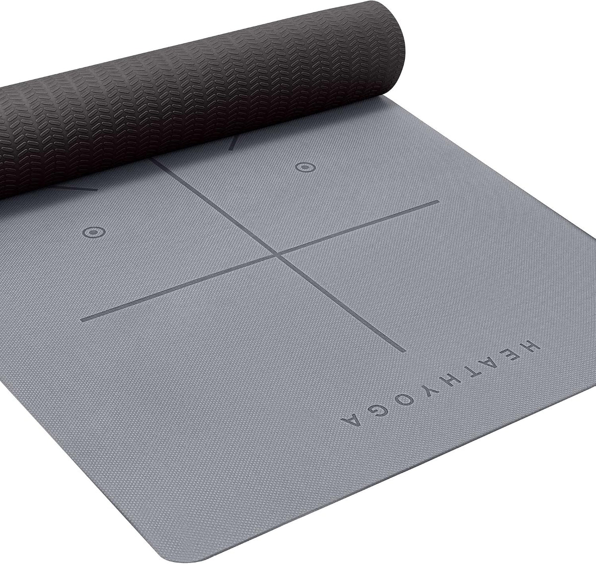 Heathyoga Tapete de Yoga Antideslizante Ecológico, Sistema de Alineación Corporal, Material TPE Certificado por SGS - Superficie Texturizada Antideslizante y Amortiguación Óptima, 72" x 26" Grosor 1/4