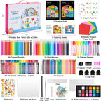 Shuttle Art Juego de arte para niños de 335 piezas, suministros de arte multimedia, kit de arte de regalo con caballete triple, 2 blocs de dibujo, 2 libros para colorear, pasteles al óleo, crayones y
