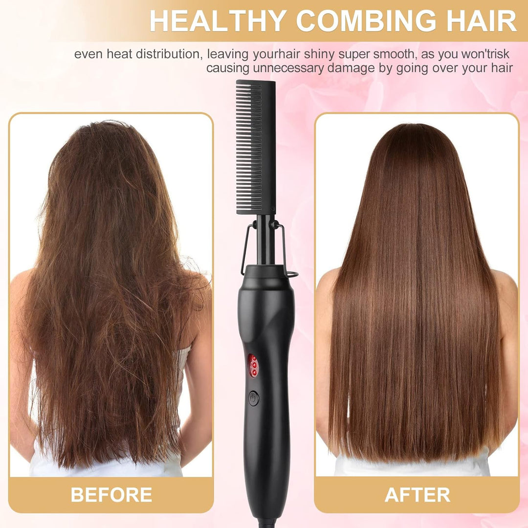 Hot Comb - Cepillo de cerámica portátil para alisar y rizar antique...