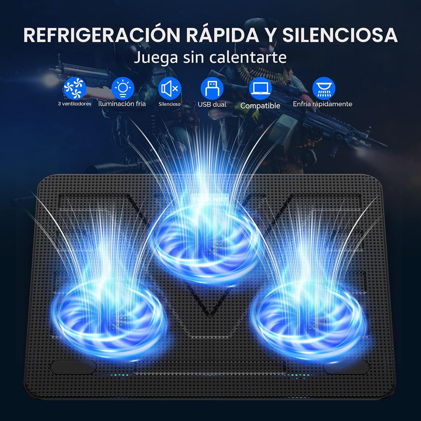 TECKNET Almohadilla de enfriamiento para laptop, enfriador portátil...