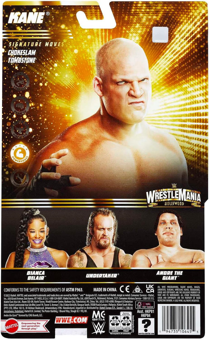 Mattel WWE WrestleMania Figura de acción de Kane, coleccionable con...