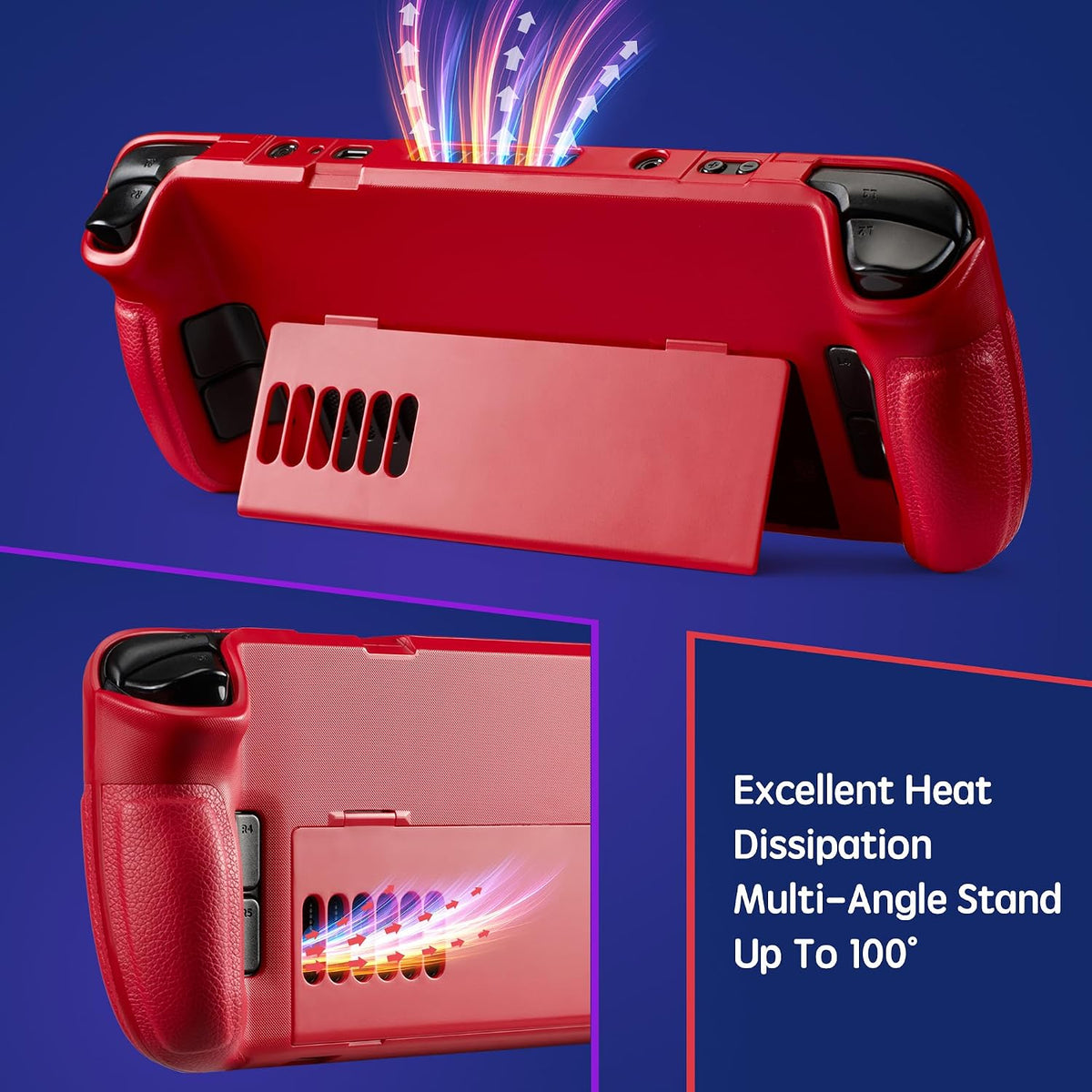 UYIYE Funda protectora para Steam Deck OLED y LCD con soporte rojo
