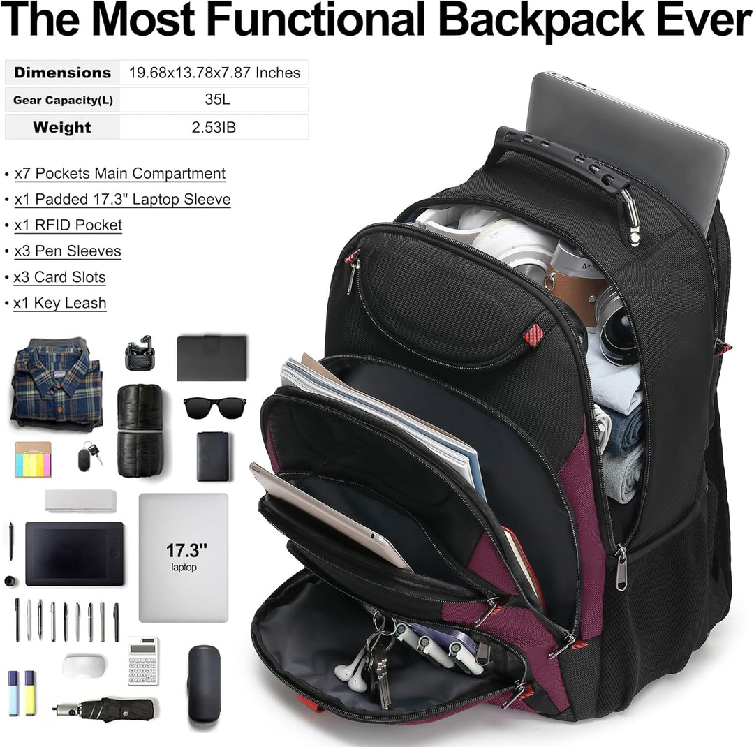Mochila para laptop Boavan para hombre (Negro, 15.6 pulgadas), Negr...