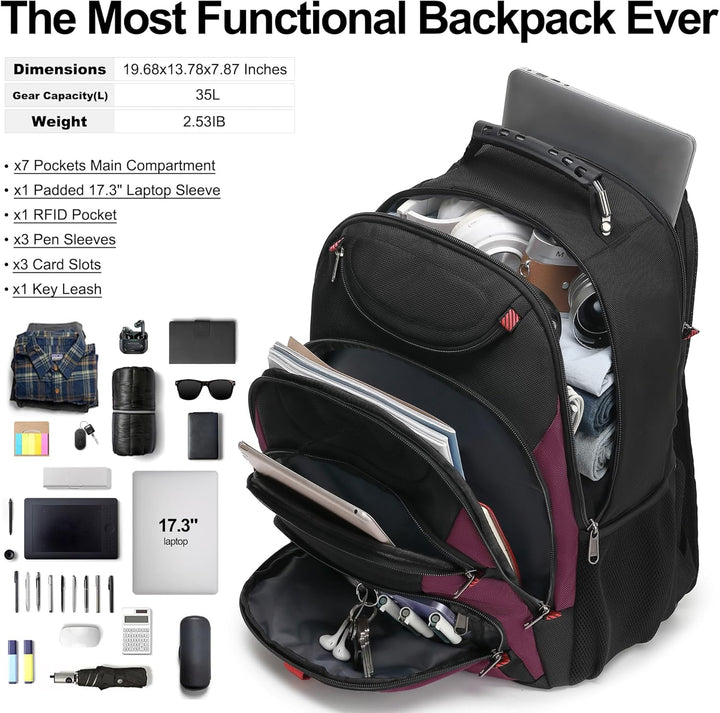 Mochila para laptop Boavan para hombre (Negro, 15.6 pulgadas), Negr...