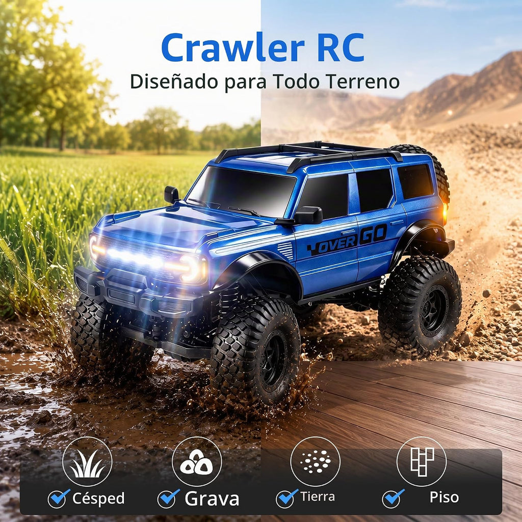 RC Rock Crawler, camión todoterreno con control remoto 4WD, velocidad ajustable y luces LED, auto RC para escalada todo terreno con bajo voltaje y protección antiparo para adultos y niños