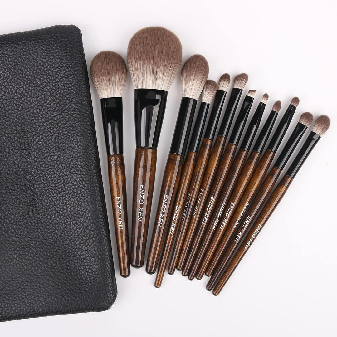 ENZO KEN MONI - Juego de brochas de maquillaje de pelo natural de c...