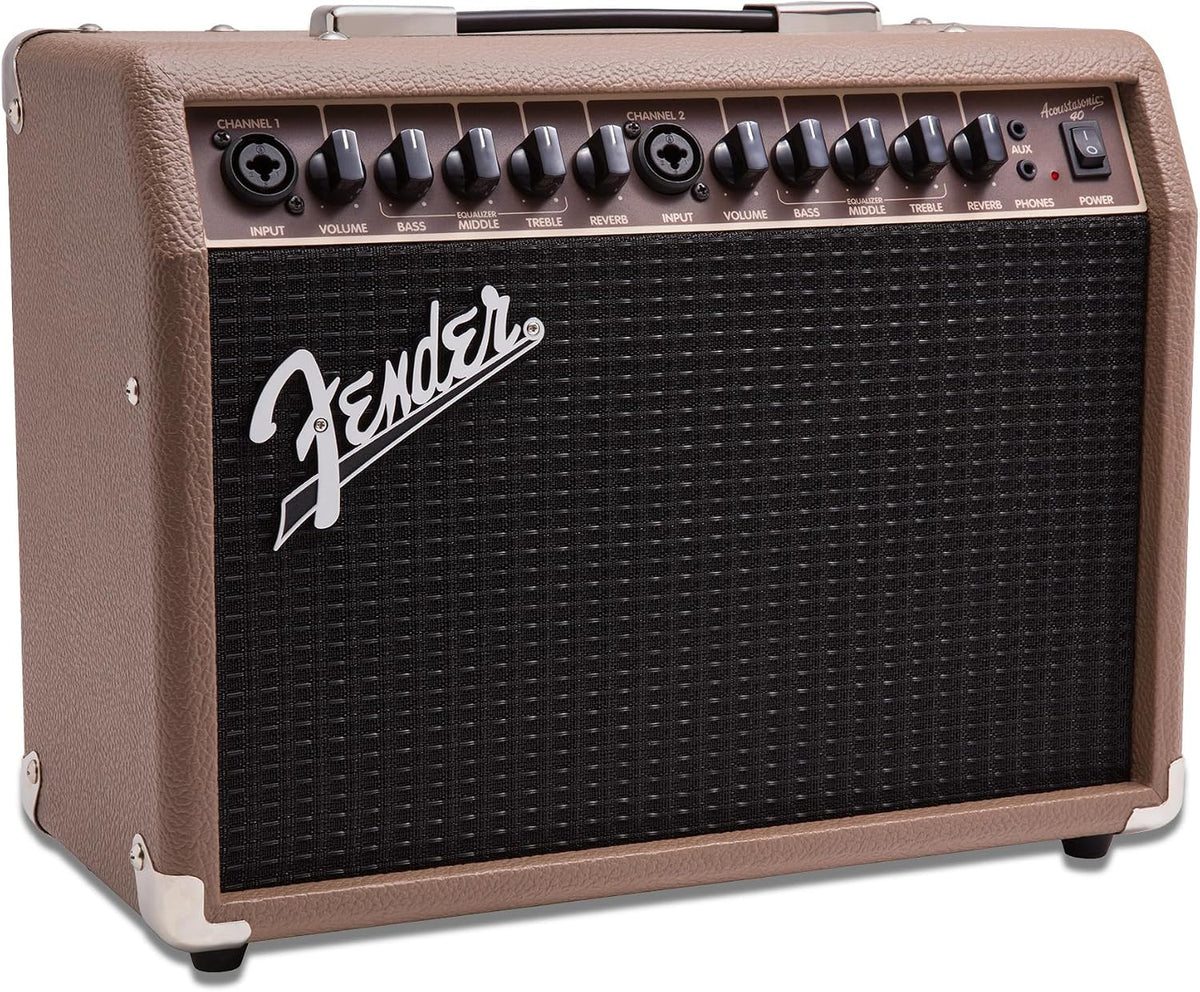 Fender Acoustasonic Amplificador de guitarra acústica de 40 W, combo de amplificador portátil