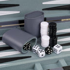 Backgammon - Juego de 2 jugadores clásico de backgammon para adultos, juego de mesa con funda de piel sintética, portátil y juego de backgammon de viaje (gris, 11 pulgadas)