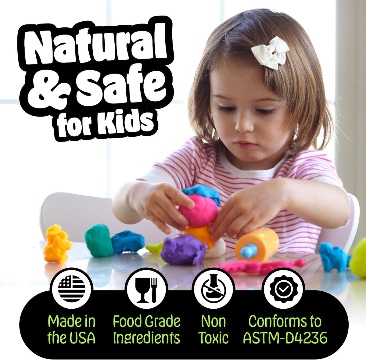 Hygloss Play - Masa de modelado para niños, 6 colores surtidos, 1 libra