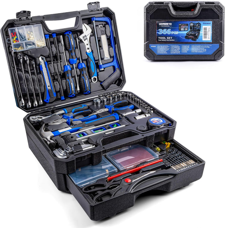 URASISTO Kit de herramientas de reparación del hogar de 366 piezas,...