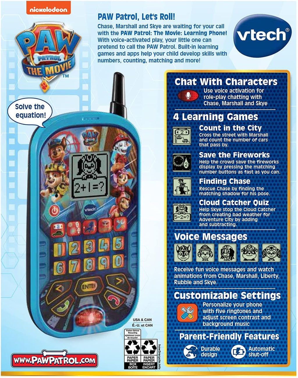 VTech Patrulla Canina - La Película: Teléfono de Aprendizaje, Azul