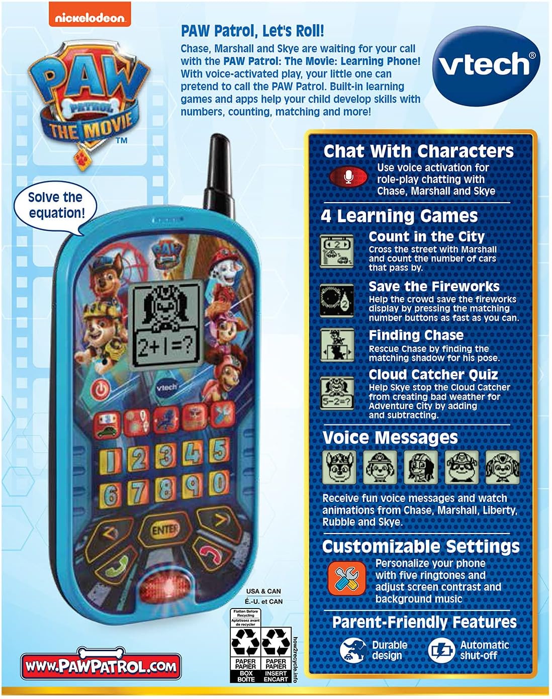 VTech Patrulla Canina - La Película: Teléfono de Aprendizaje, Azul