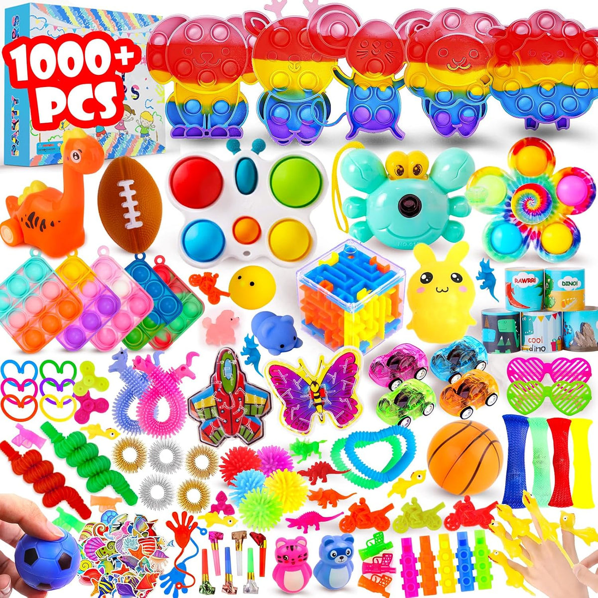 1000 piezas a granel de recuerdos de fiesta para niños, paquete de juguetes de jugueteo, rellenos de calcetines, cofre de caja del tesoro, fiesta de cumpleaños, premios de carnaval para el aula