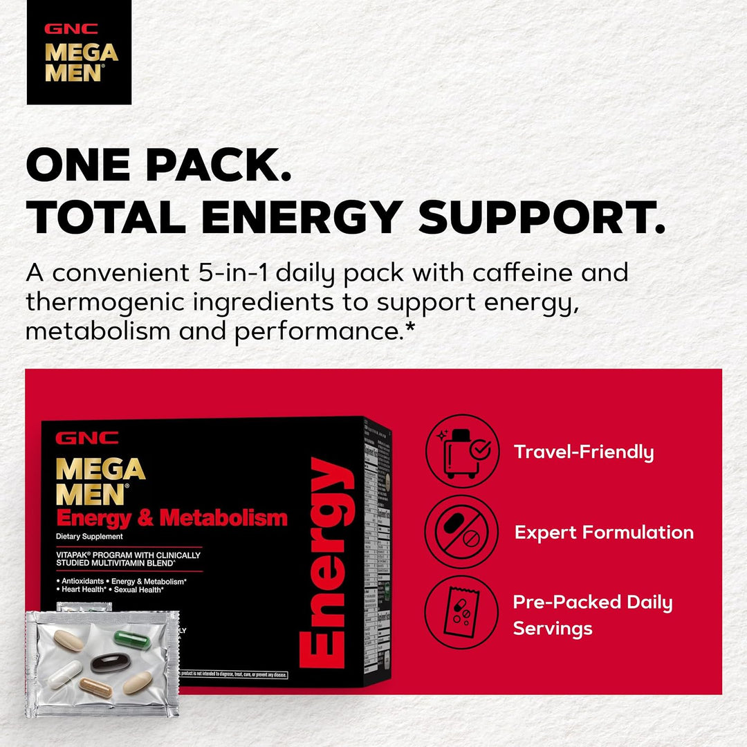 GNC Mega Men Energía y Metabolismo Vitapak Program, Nutrición Compl...