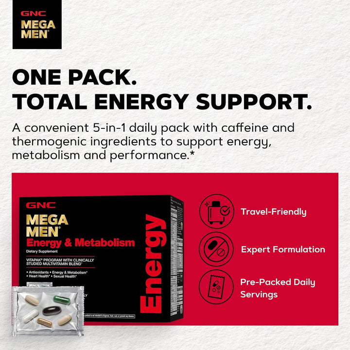 GNC Mega Men Energía y Metabolismo Vitapak Program, Nutrición Compl...