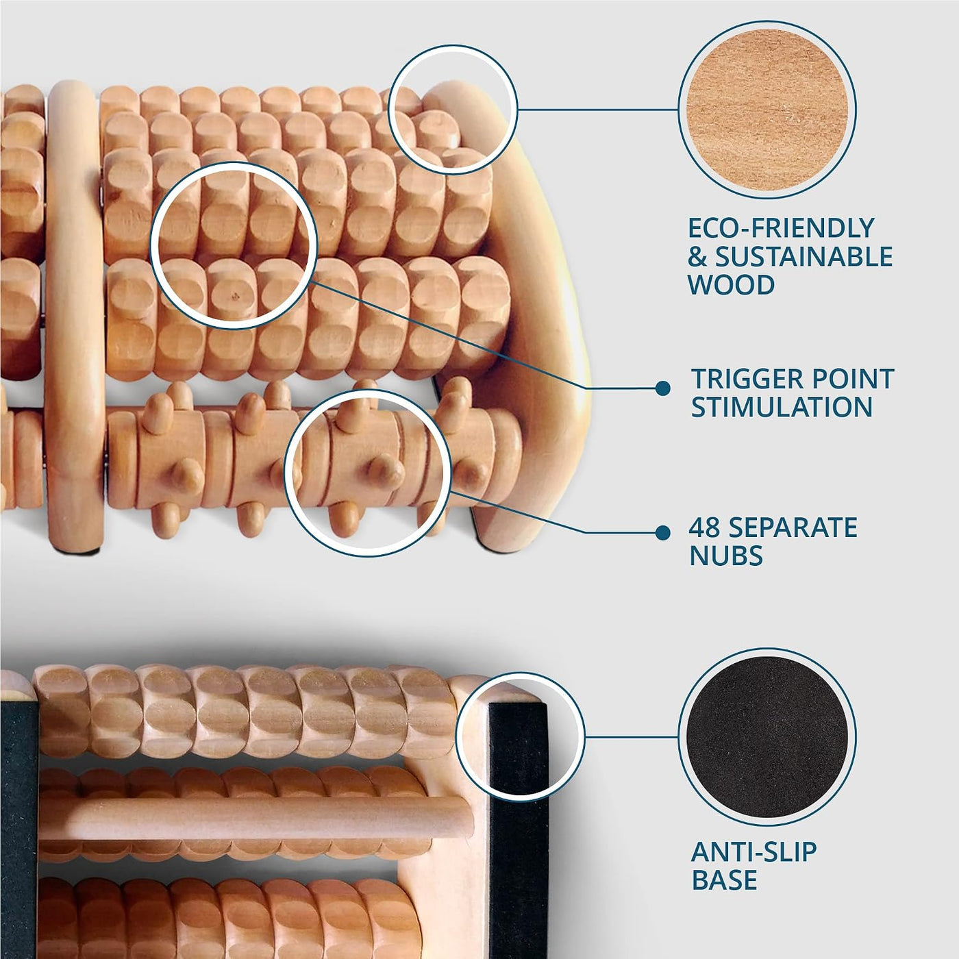 TheraFlow Masajeador de pies de madera para neuropatía, dolor de ta...
