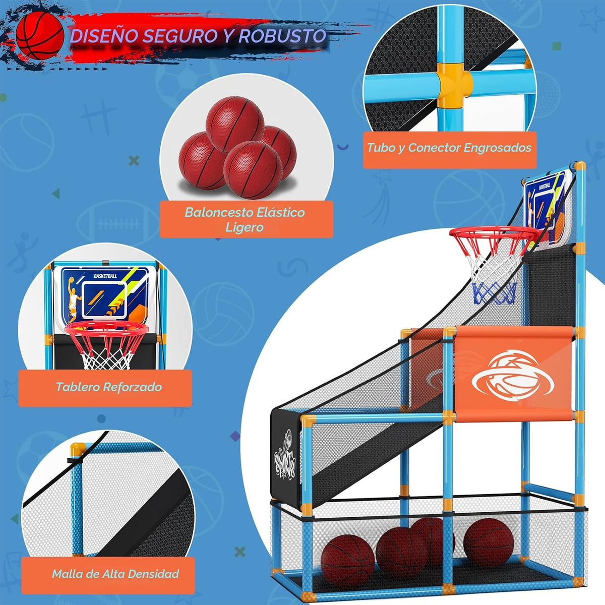 Juego de baloncesto de arcada Set Boy Toys Indoor Outdoor Kids Basketball
