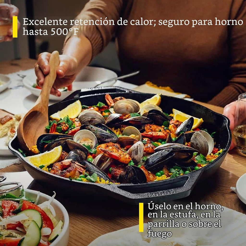 Lodge Chef Collection - Sartén de hierro fundido pre-sazonado de 14"