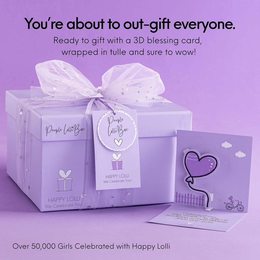 LolliBox Birthday Gift Set para niñasTween y adolescentes de 8–15 años, lista para regalar, 8 regalos envueltos individualmente