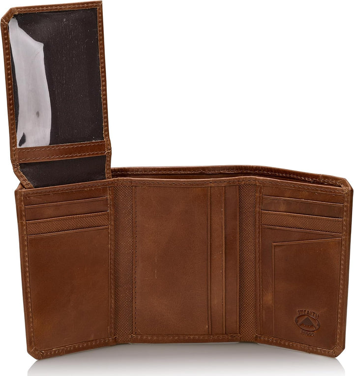 Stealth Mode Cartera triple de piel con bloqueo RFID para hombre, b...