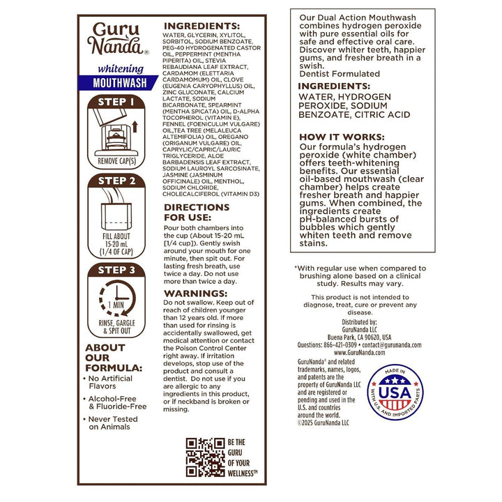 GuruNanda Enjuague Bucal Blanqueador de Doble Barril Oxyburst - Sin...