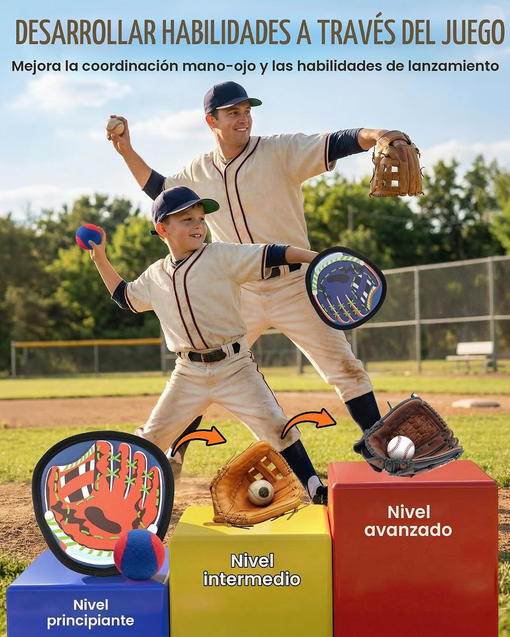 Juego de pelota para lanzar y atrapar, guante de béisbol 2 en 1 para niños pequeños y tablero objetivo, juguete pegajoso para atrapar juguetes al aire libre, juegos al aire libre, patio trasero, playa