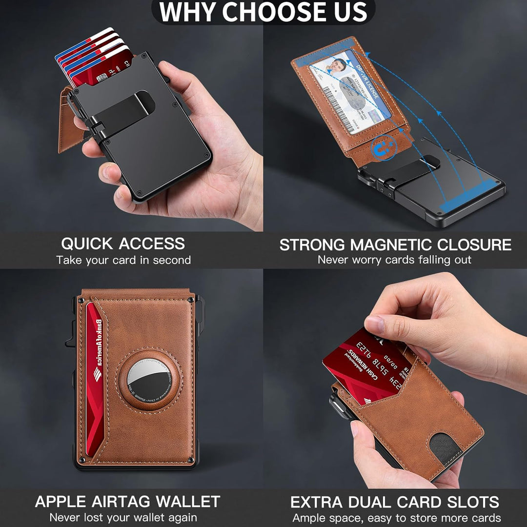 KIKVES Billetera para Airtag para hombre, tarjetero para AirTag con...